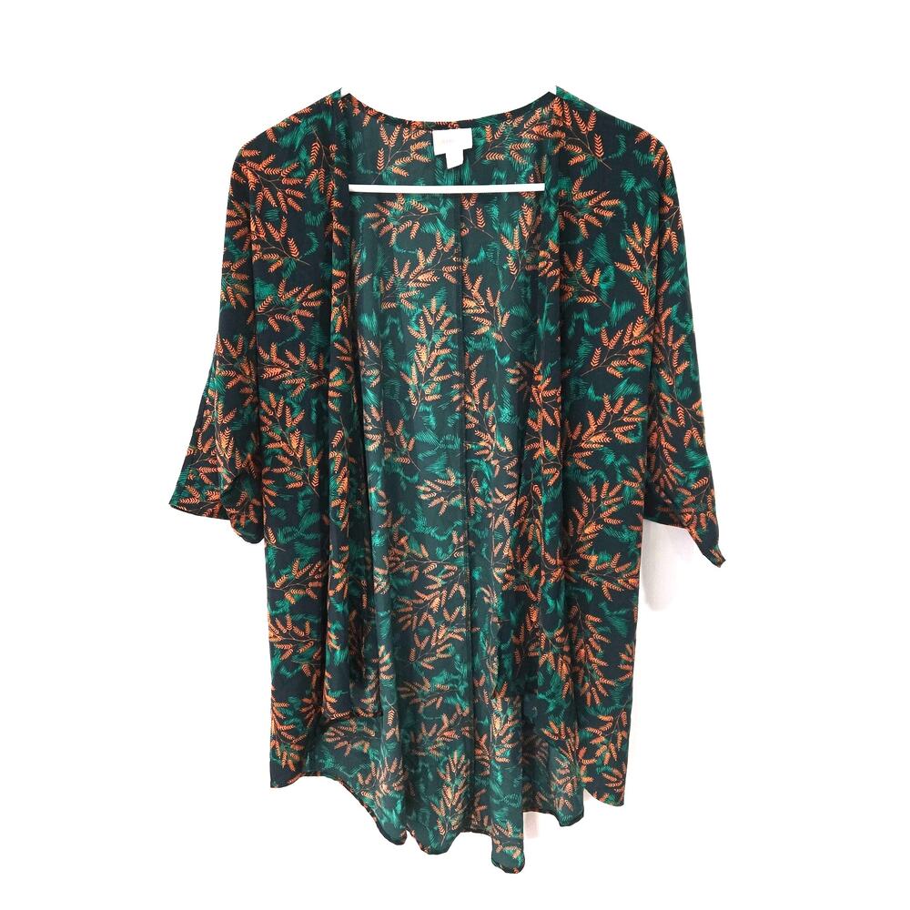 Lularoe Sz Small Womens Green Orange Tunic Cardigan